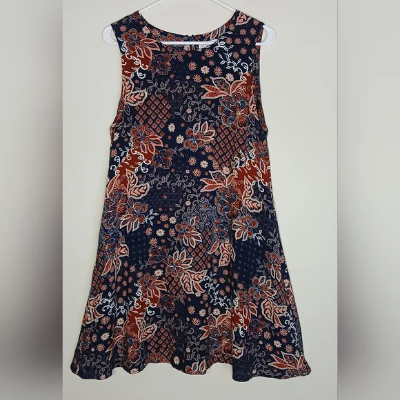 APRICOT Navy Floral Print Dress with Red and Cream Accents - Picture 3 of 12